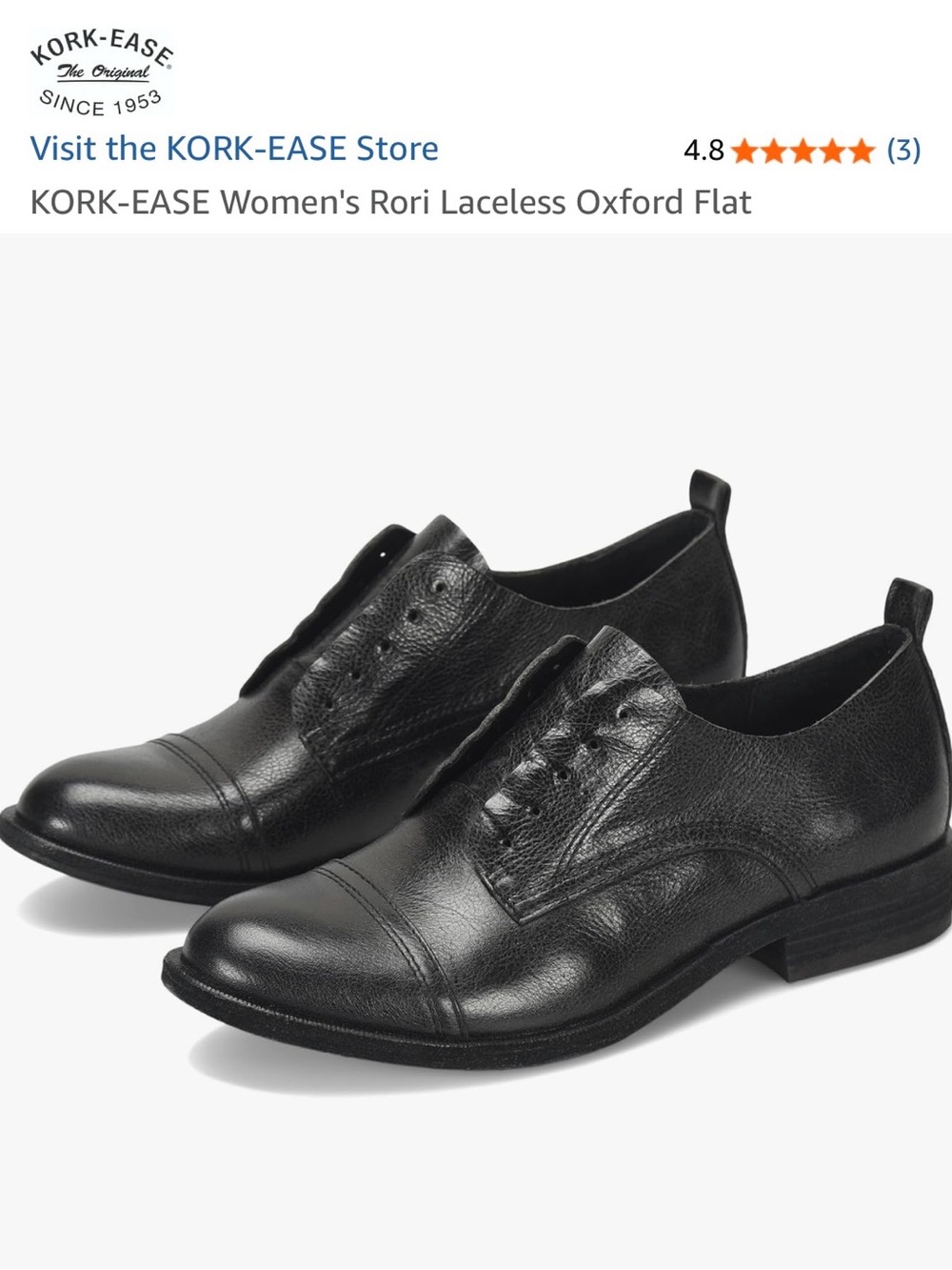 Kork-Ease Black Rori Laceless Oxford Flats